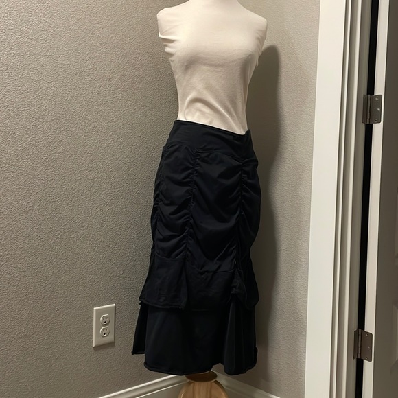 Boho lagenlook tiered long skirt in black slub Pima stretch cotton Neon Buddha - Picture 3 of 3